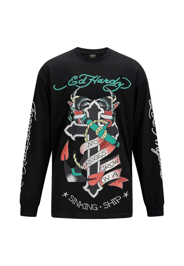 Ed Hardy Ed Hardy Majica  travnato zelena / burgund / crna / bijela