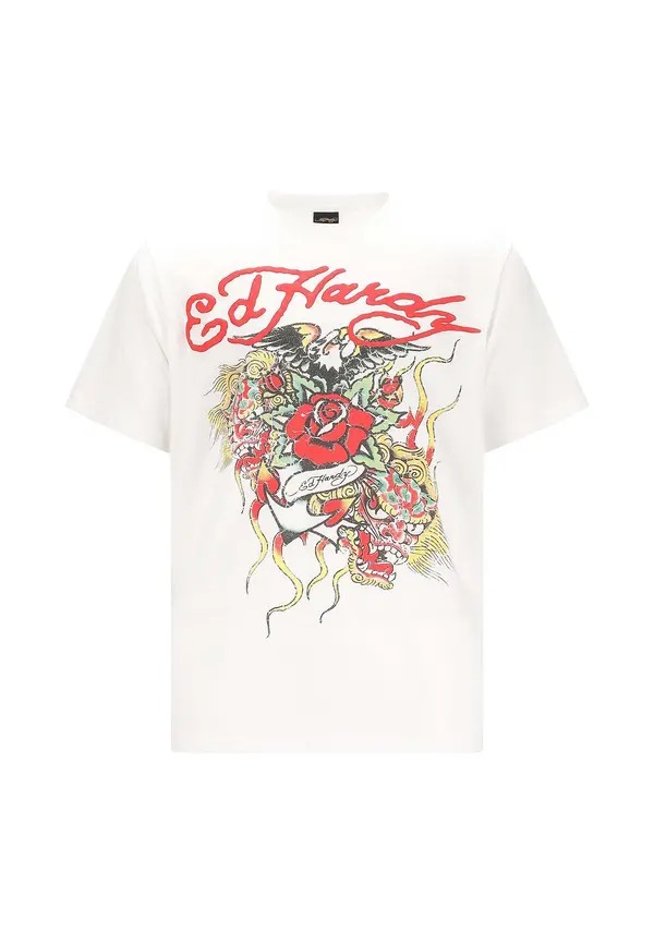 Ed Hardy Ed Hardy Majica  travnato zelena / crvena / bijela