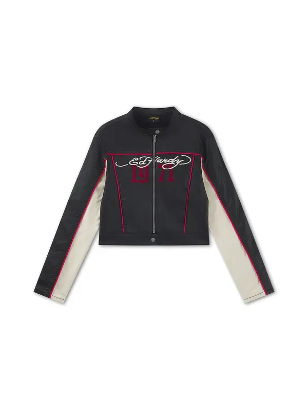 Ed Hardy Ed Hardy Prijelazna jakna 'Climbing Rose'  tamno crvena / crna / bijela