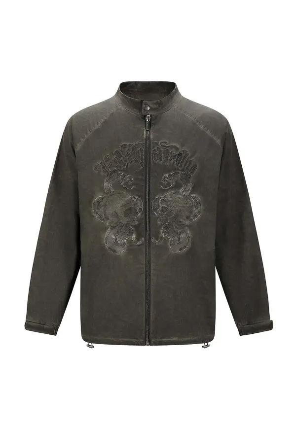 Ed Hardy Ed Hardy Prijelazna jakna 'Schädel und Schlange'  tamno zelena