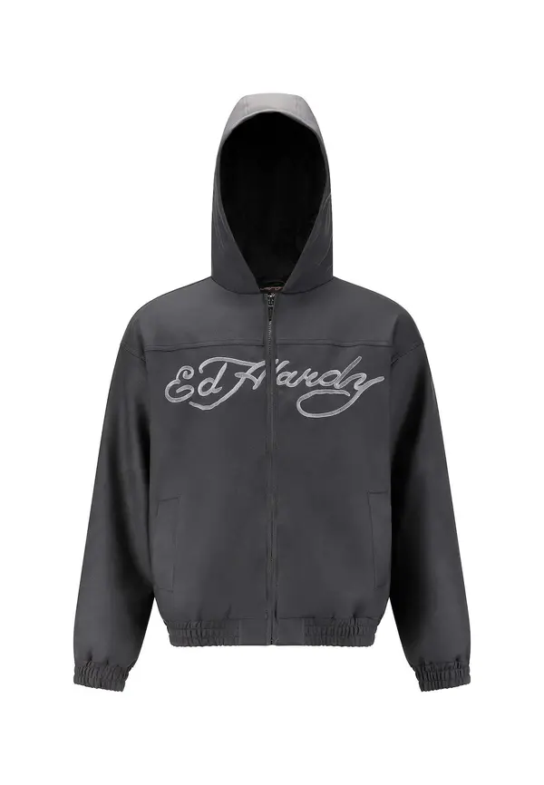 Ed Hardy Ed Hardy Prijelazna jakna 'Soaring Eagles'  siva / svijetlosiva / crna