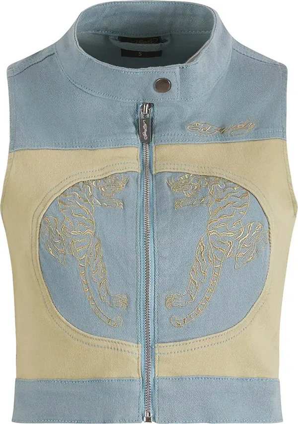 Ed Hardy Ed Hardy Prijelazna jakna 'Tiger Moto'  toplo smeđa / svijetloplava