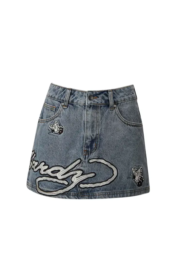 Ed Hardy Ed Hardy Suknja 'Wasser Schmetterling'  plavi traper