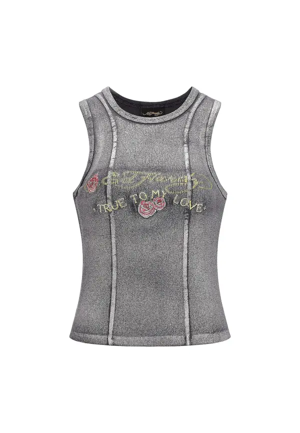 Ed Hardy Ed Hardy Top  pastelno žuta / siva / tamo siva / lubenica roza
