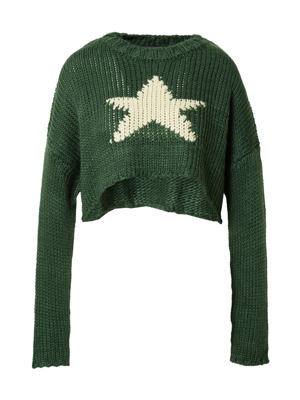 Edikted Edikted Pulover 'Mega'  bež / smaragdno zelena