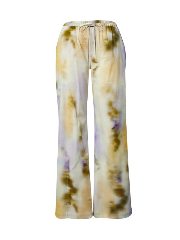 EDITED EDITED Hlače 'Eileen'  bež / tamno zelena / bijela