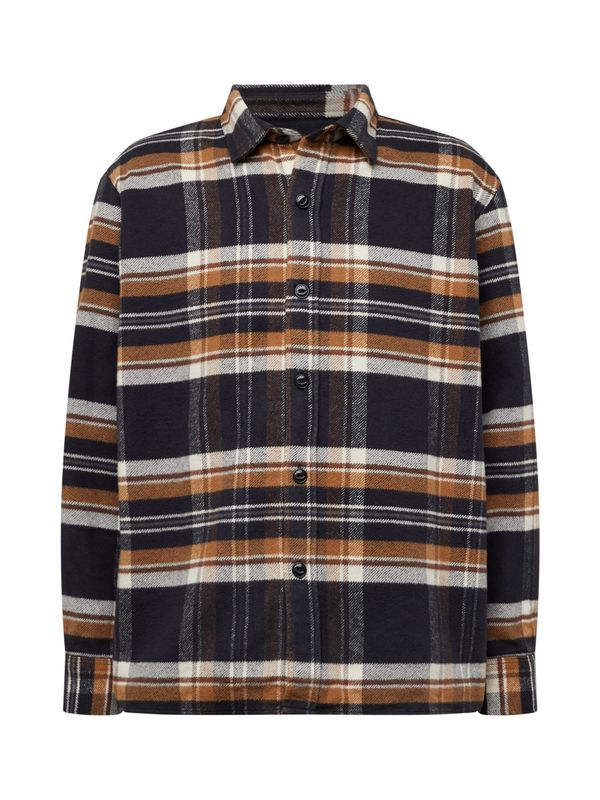 EDWIN EDWIN Košulja 'Sebastian'  morsko plava / karamela / svijetlosiva