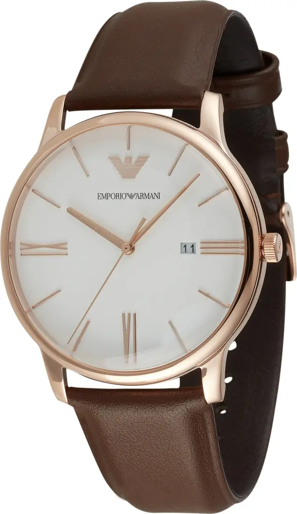 Emporio Armani Emporio Armani Analogni sat  smeđa / rosé / bijela