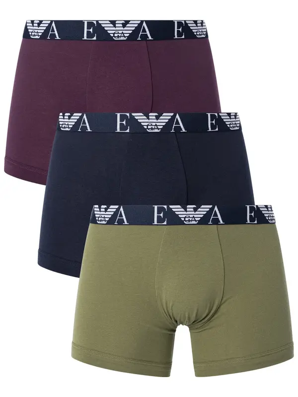 Emporio Armani Emporio Armani Bokserice  maslinasta / boja vina / crna / bijela