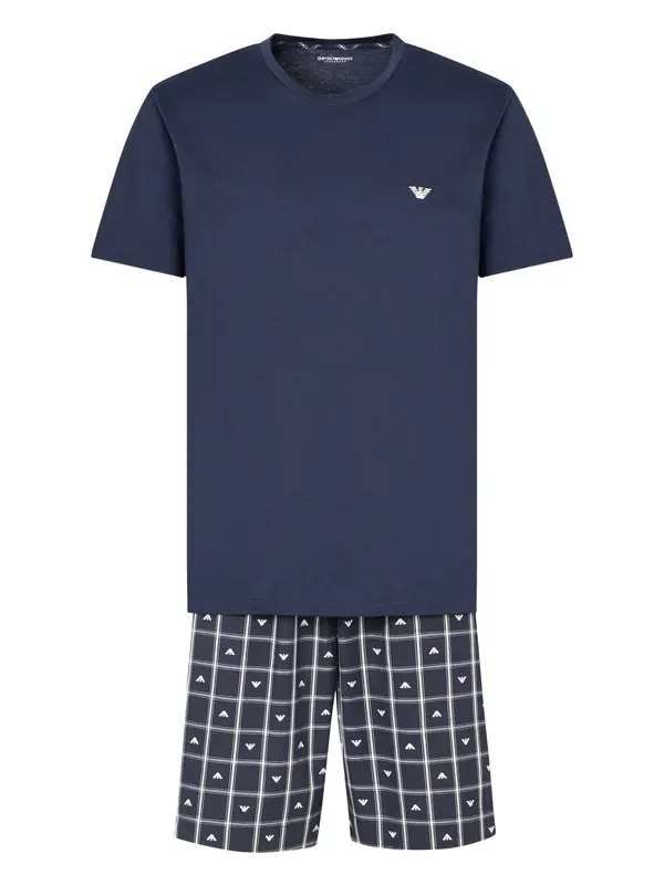 Emporio Armani Emporio Armani Kratka pidžama  plava / bijela