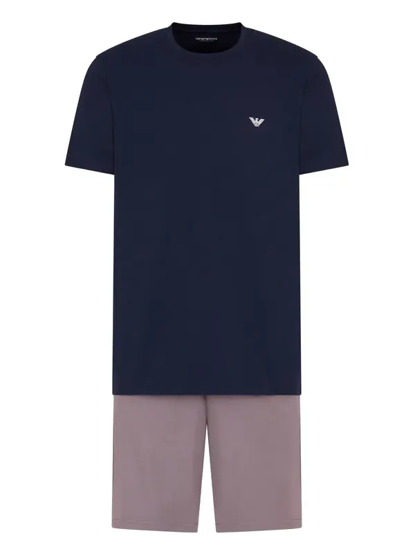 Emporio Armani Emporio Armani Kratka pidžama  plava / sivkasto ljubičasta (mauve) / bijela