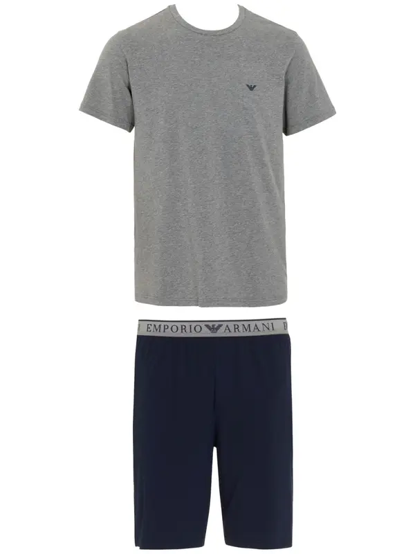 Emporio Armani Emporio Armani Kratka pidžama  siva melange / crna