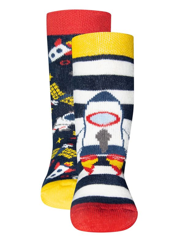EWERS EWERS Čarape 'Astronaut'  noćno plava / limun žuta / siva / tamo siva / krvavo crvena