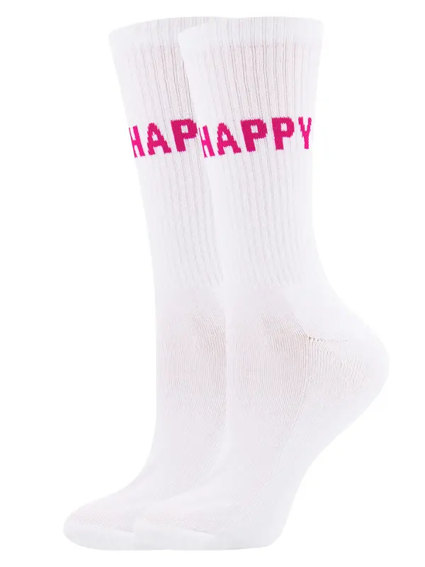 EWERS EWERS Čarape 'Be Happy'  svijetloroza / bijela