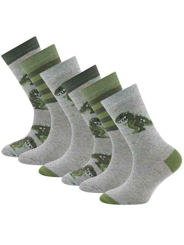 EWERS EWERS Čarape 'Dino'  siva / tamno zelena / prljavo bijela