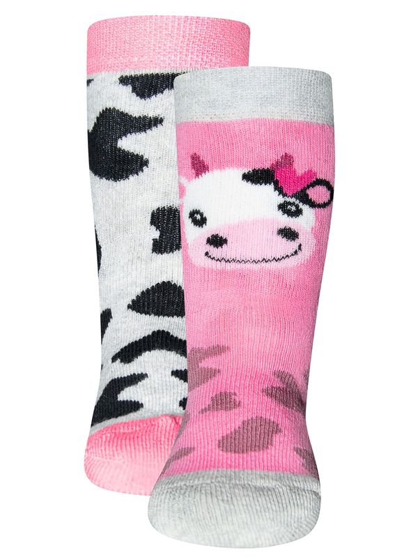 EWERS EWERS Čarape 'Kuh'  siva / prljavo roza / crna / prljavo bijela