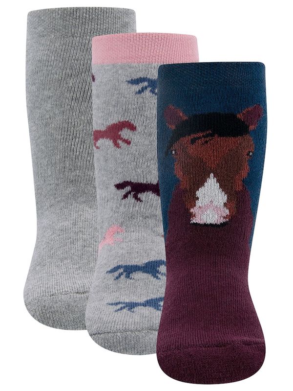 EWERS EWERS Čarape 'Pferd'  tirkiz / siva melange / tamno crvena / crna