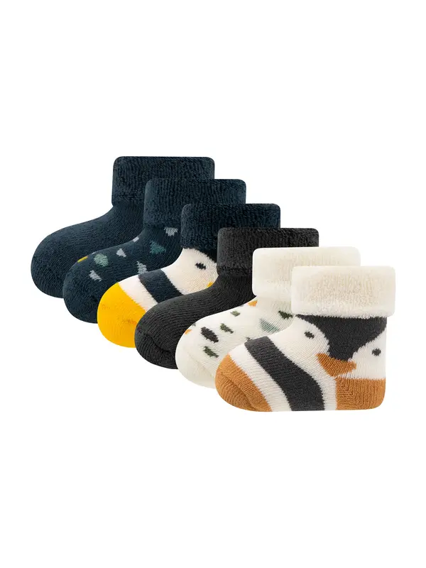 EWERS EWERS Čarape 'PINGUIN'  mornarsko plava / karamela / žuta / vuneno bijela