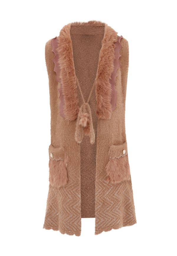 faina faina Kardigan bez rukava  ružičasto crvena / prljavo roza