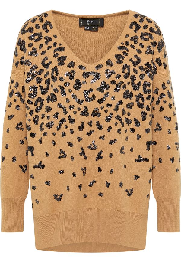 faina faina Pulover  boja devine dlake (camel) / crna