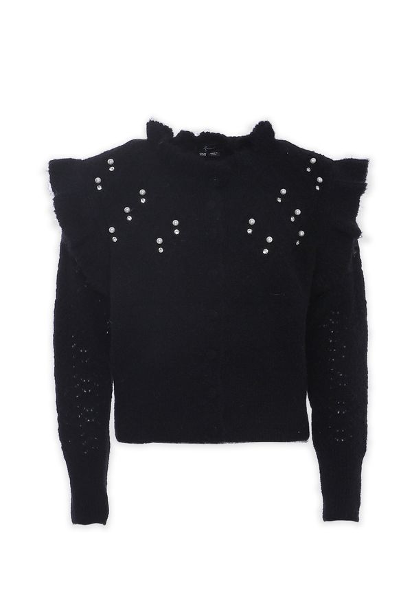 faina faina Pulover  crna / prozirna / biserno bijela