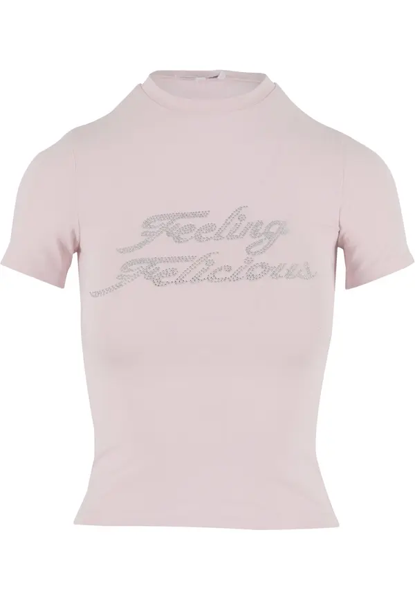 Felicious Felicious Majica 'Feeling'  pastelno roza / srebro