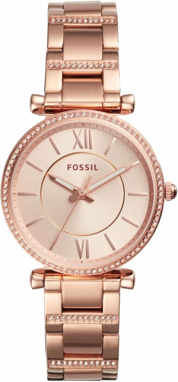 FOSSIL FOSSIL Analogni sat 'Carlie'  rozo zlatna / bijela
