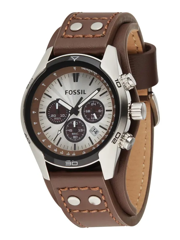 FOSSIL FOSSIL Analogni sat 'Coachman'  tamno smeđa / antracit siva / srebro