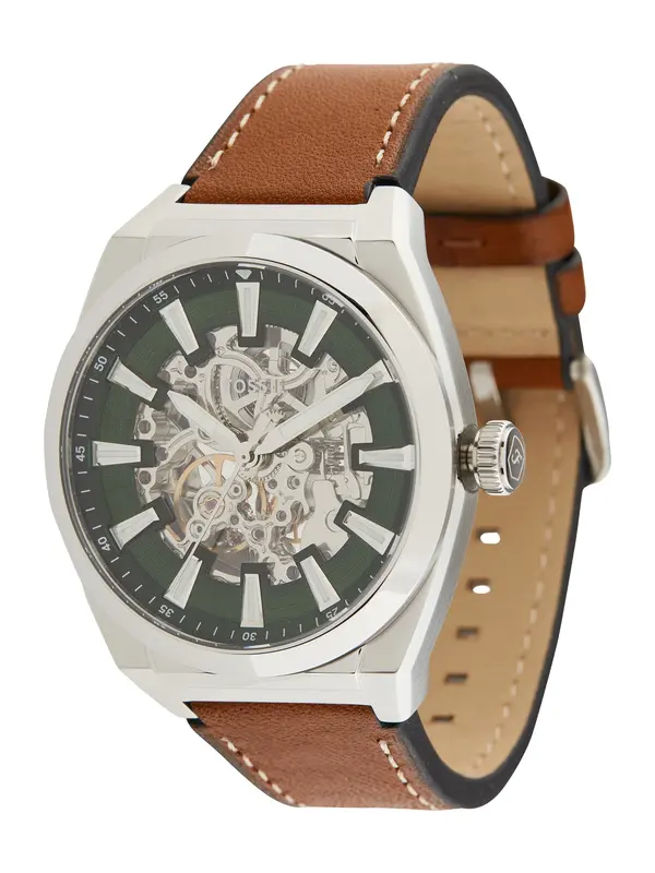 FOSSIL FOSSIL Analogni sat 'Everett'  konjak / tamno zelena / srebro