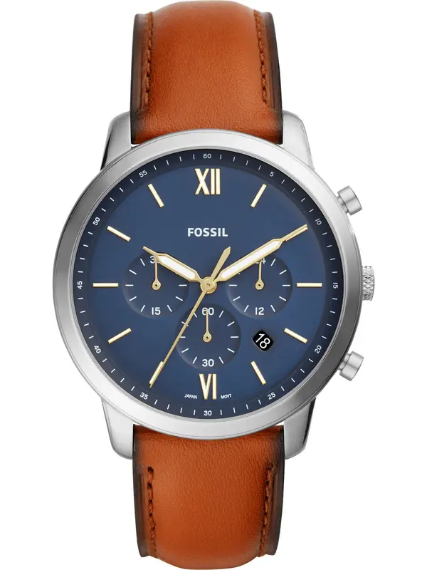 FOSSIL FOSSIL Analogni sat 'FS5453'  plava / konjak / srebro