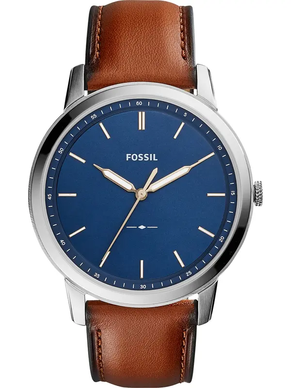 FOSSIL FOSSIL Analogni sat 'The Minimalist 3H'  tamno plava / smeđa / srebro