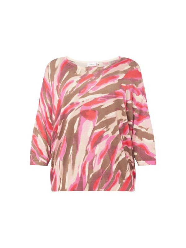 Fransa Curve Fransa Curve Pulover 'LOUISA'  bež / maslinasta / roza