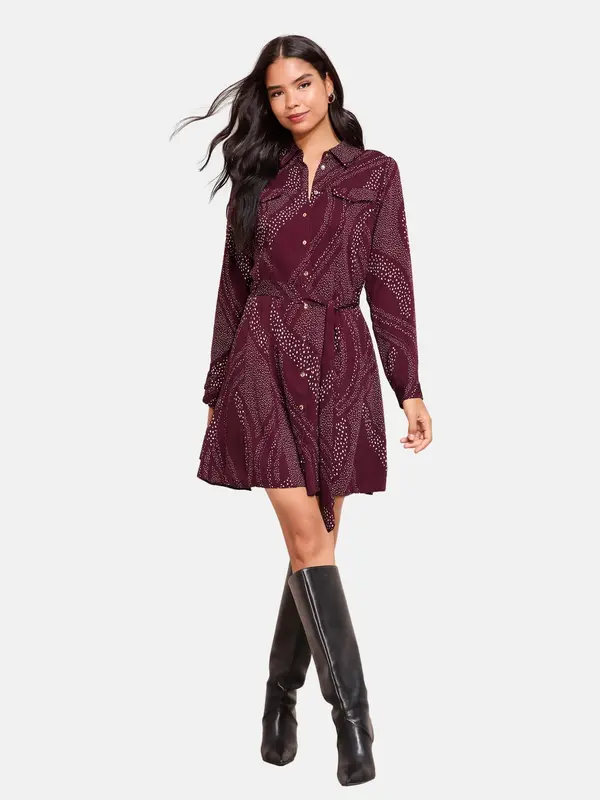 Friends Like These Friends Like These Košulja haljina  ljubičasto crvena / bijela