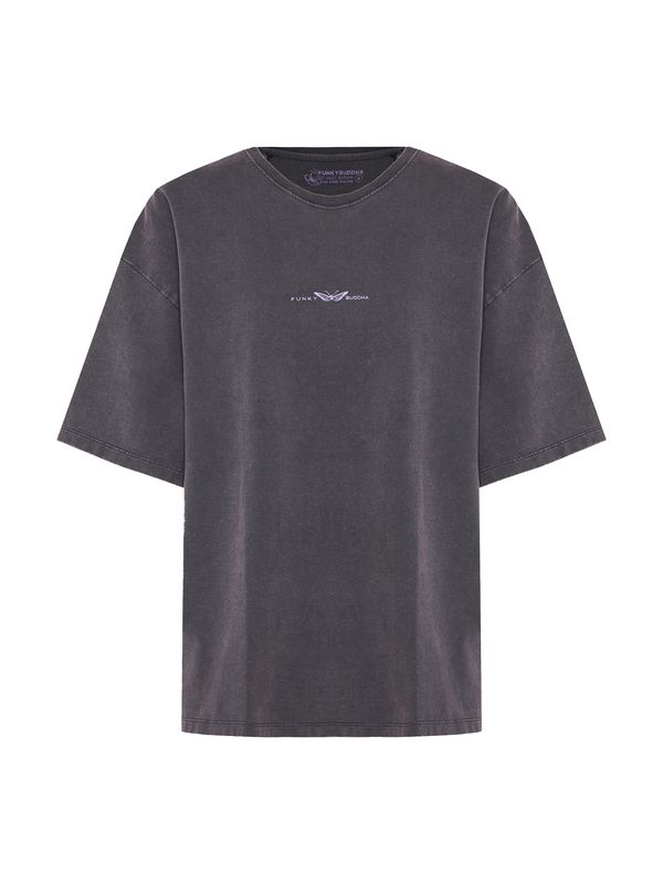 Funky Buddha Funky Buddha Majica  antracit siva / svijetloljubičasta / prljavo bijela