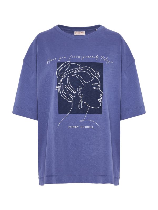 Funky Buddha Funky Buddha Majica  mornarsko plava / ljubičasto plava / bijela