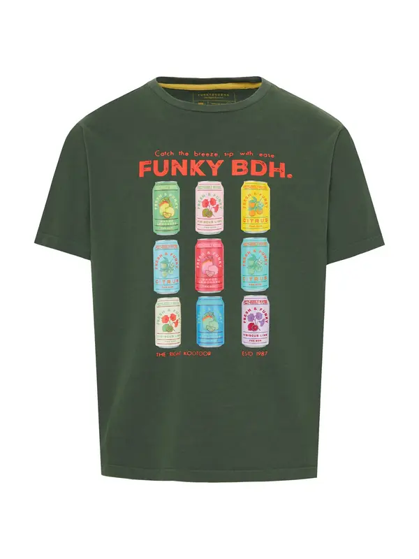 Funky Buddha Funky Buddha Majica  nebesko plava / narančasto žuta / tamno zelena / ciglasto crvena
