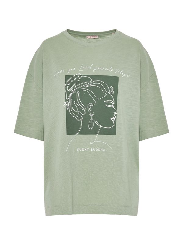 Funky Buddha Funky Buddha Majica  pastelno zelena / tamno zelena / bijela