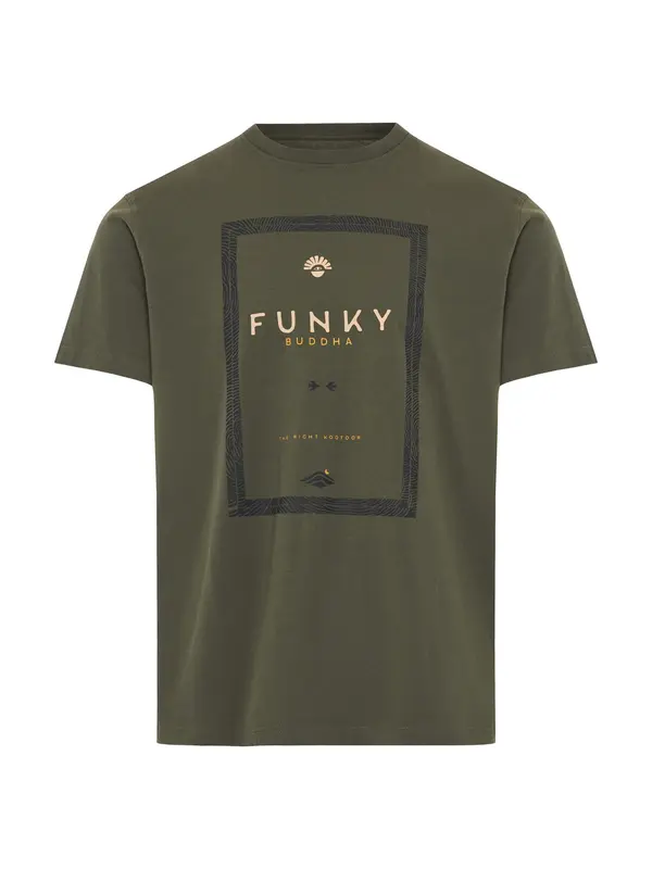 Funky Buddha Funky Buddha Majica  svijetlobež / narančasto žuta / maslinasta / crna