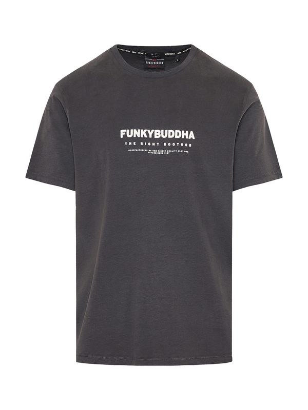 Funky Buddha Funky Buddha Majica  tamo siva / bijela