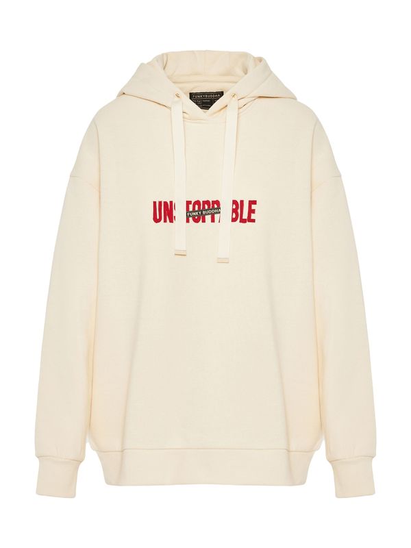 Funky Buddha Funky Buddha Sweater majica  boja pijeska / vatreno crvena / crna