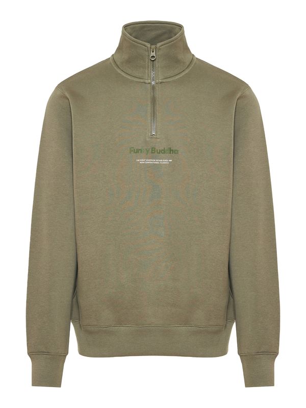 Funky Buddha Funky Buddha Sweater majica  taupe siva / zelena / bijela