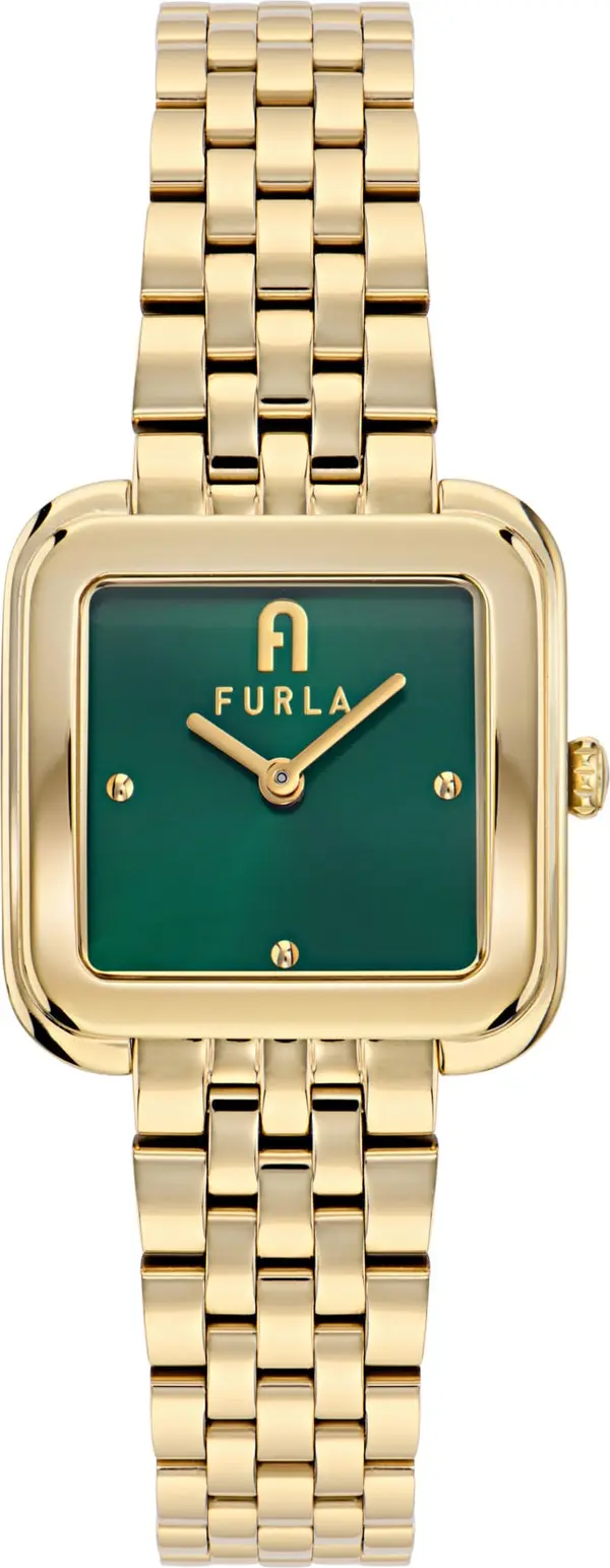 FURLA FURLA Analogni sat 'Diamante'  zlatna / tamno zelena