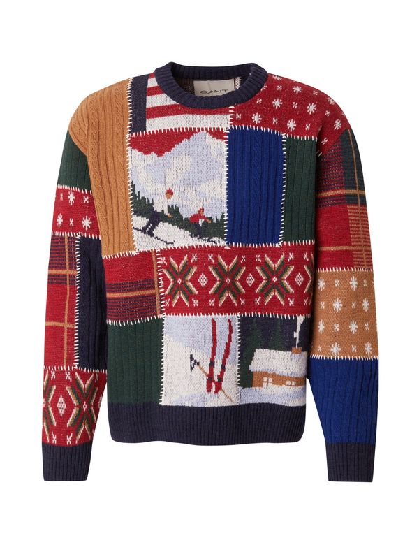 GANT GANT Pulover  plava / tamno zelena / crvena / bijela