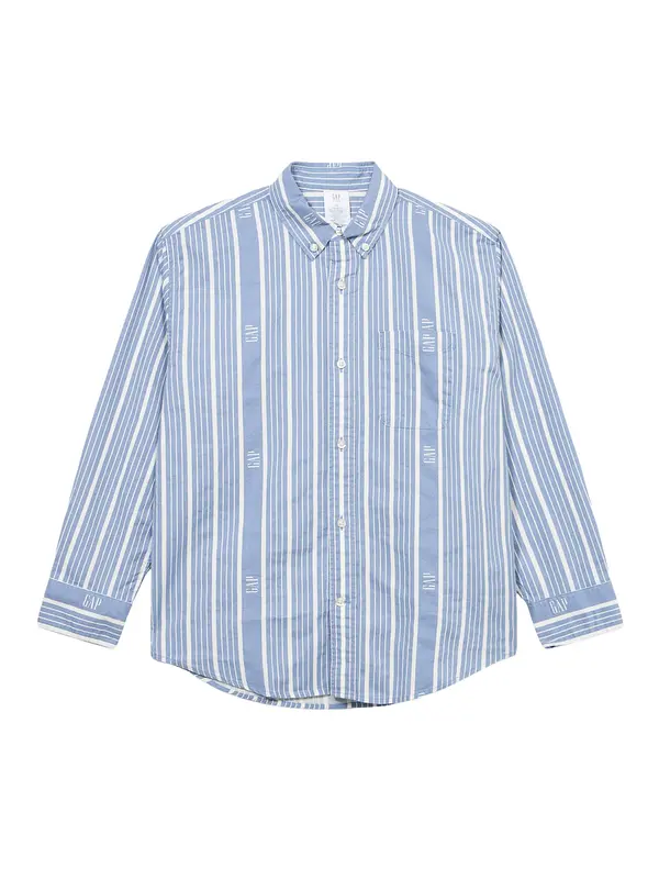 GAP GAP Košulja 'SP26 FRCH LS LOGO SHIRT'  plava / bijela