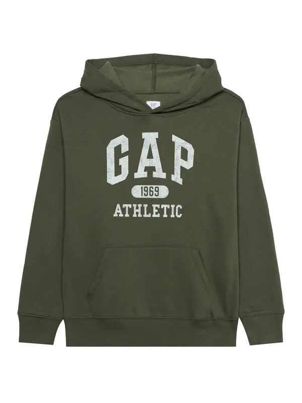 GAP GAP Sweater majica 'HERITAGE'  tamno zelena / bijela