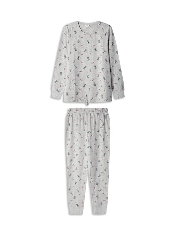 Gisela Gisela Pidžama 'Bugs Bunny'  svijetlosiva / narančasta / crna / bijela