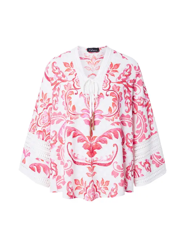 Grace Grace Bluza  burgund / klasično crvena / lubenica roza / bijela