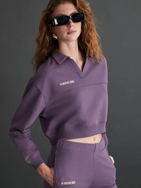 Grimelange Grimelange Sweater majica  boja pijeska / tamno ljubičasta