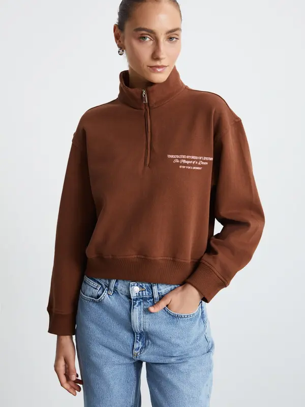 Grimelange Grimelange Sweater majica  čokolada / roza
