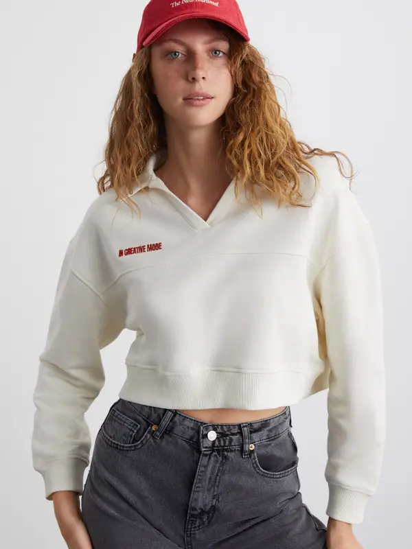 Grimelange Grimelange Sweater majica  ecru/prljavo bijela / crvena